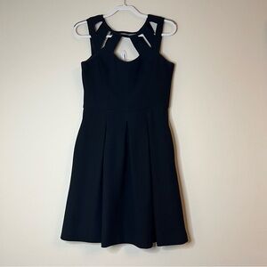 Betsey Johnson black cut out top fit and flare zip up back dress women's 8